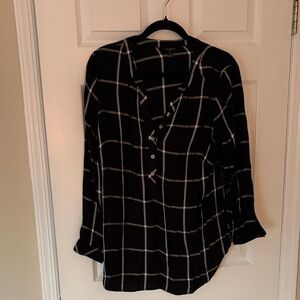Talbots Black and White Plaid Button Down Shirt Size X